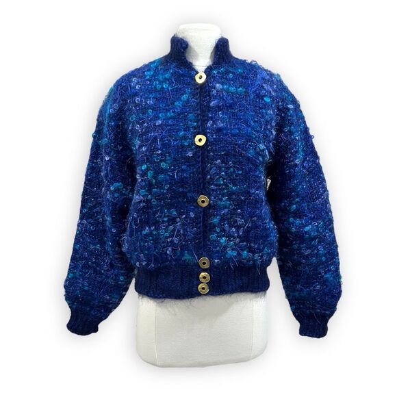 Blue Boucle Jacket Size Medium - Picture 1 of 13